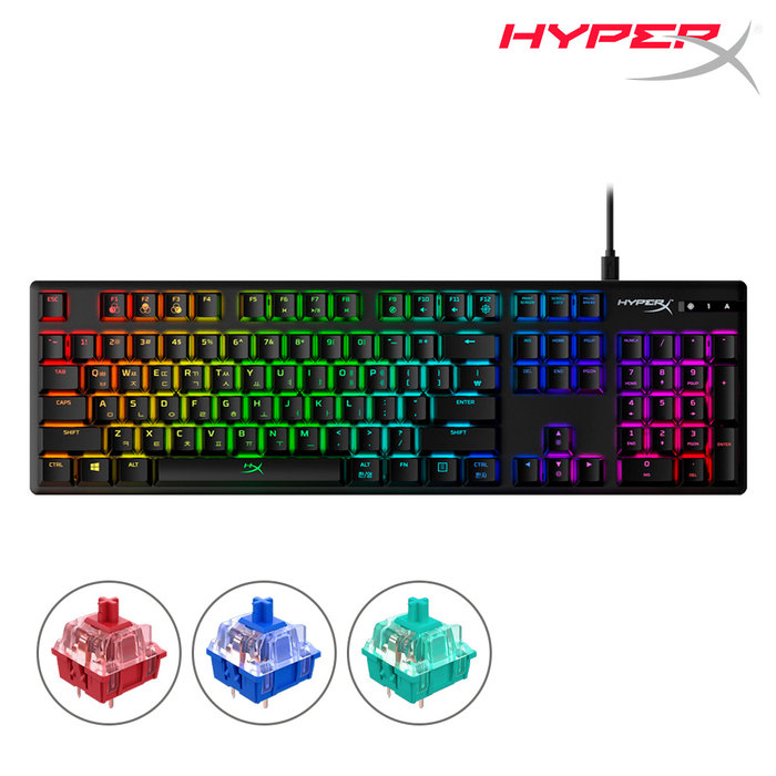 하이퍼엑스 알로이 오리진 RGB 청축 기계식 유선 게이밍 키보드 한글 각인