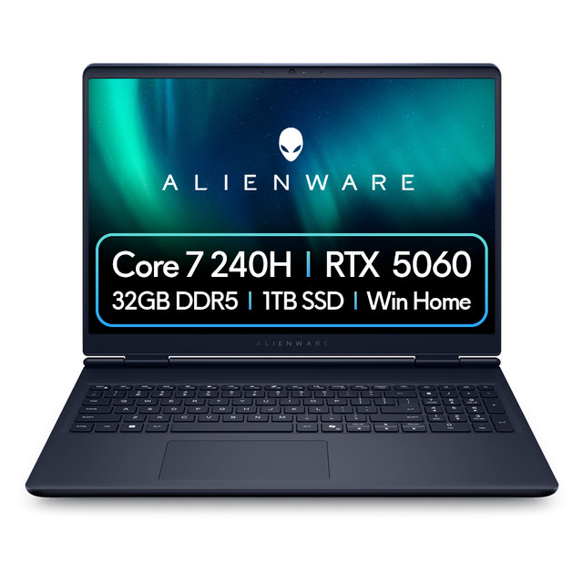 Dell 에일리언웨어 게이밍 노트북 Core 7 240H RTX5060 32GB 1TB SSD 120Hz Win11 Home DAC16250-WH05KR