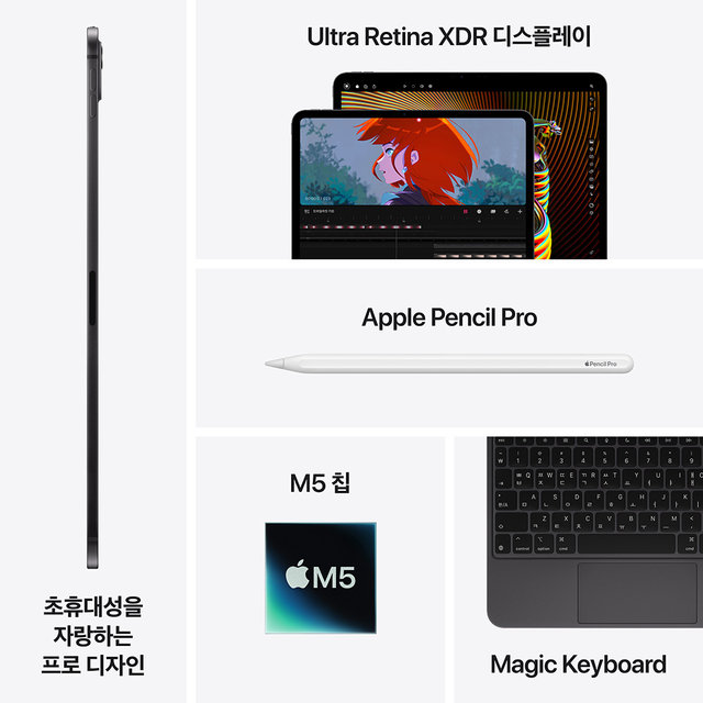 아이패드 프로 13 M5 Wi‑Fi + Cellular 512GB 스탠다드 글래스 - 실버 [ME8C4KH/A]