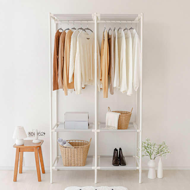 [비밀특가] 철제 무볼트 드레스룸 조립식 시스템 더블 행거