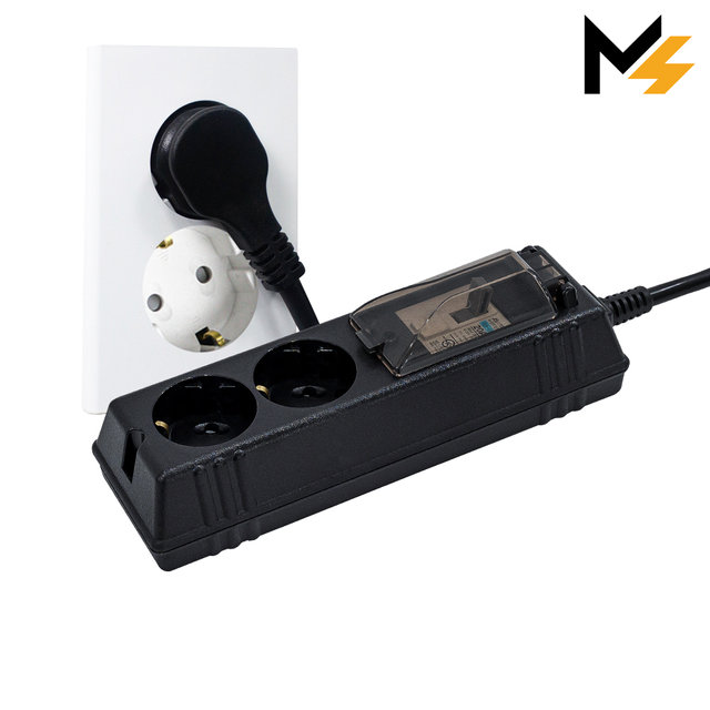 슬림플러그 국산 고용량 에어컨 히터 세탁기 과부하차단 블랙 2구 1.5m