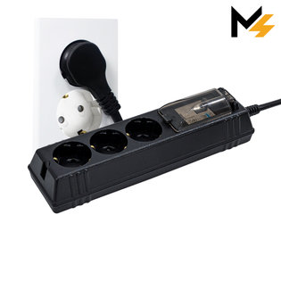 슬림플러그 국산 고용량 에어컨 히터 세탁기 과부하차단 블랙 3구 5m