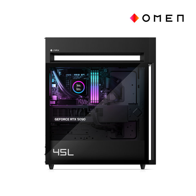 최종1279만/HP OMEN 45L GT23-0000KL 라이젠9-9950X3D/RTX5090/128GB/4TB/DOS/3년워런티 게이밍 PC 컴퓨터 본체
