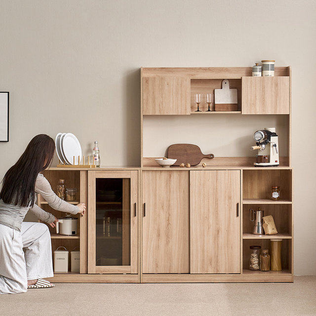  장인가구 아망드 슬라이딩 1200 유리 3단서랍 주방 수납장 그릇 장식장 홈카페장