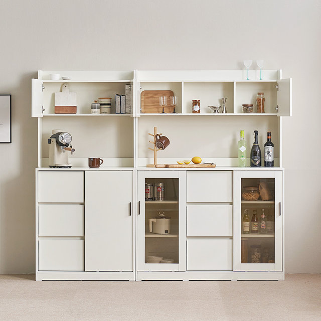  장인가구 아망드 슬라이딩 1200 유리 3단서랍 주방 수납장 그릇 장식장 홈카페장