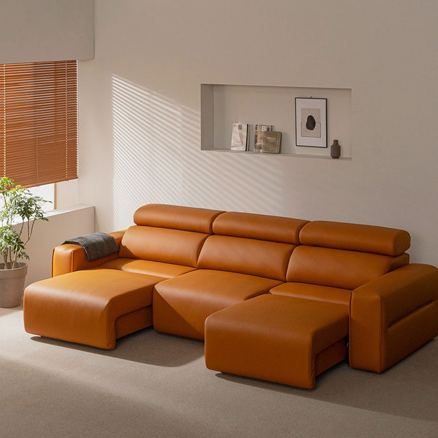  장인가구 조디 4인 전동 모션 슬라이딩 슬라이드 무빙 가죽 리클라이너 소파