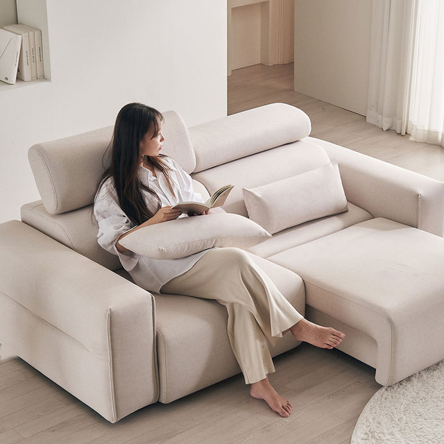  장인가구 조디 4인 전동 모션 슬라이딩 슬라이드 무빙 가죽 리클라이너 소파