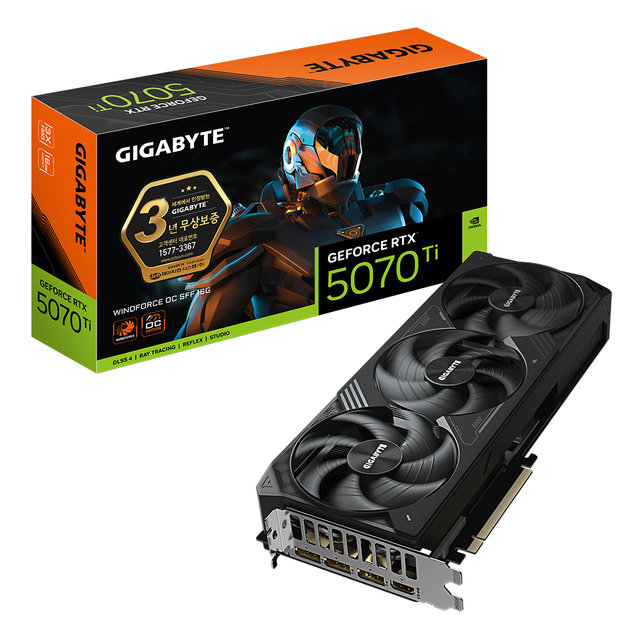 GIGABYTE 지포스 RTX 5070 Ti WINDFORCE OC SFF D7 16GB 제이씨현_VGA