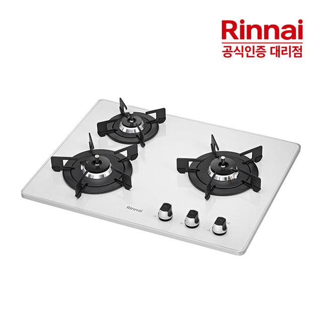 [전국설치] 린나이 3구빌트인 가스레인지 RBR-P3511WD 화이트 자동화력조절센서 펄크리스탈