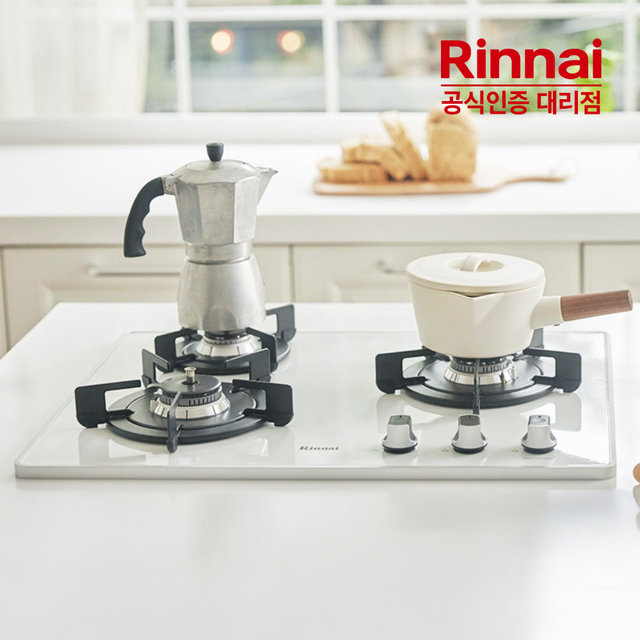[전국설치] 린나이 3구빌트인 가스레인지 RBR-P3511WD 화이트 자동화력조절센서 펄크리스탈