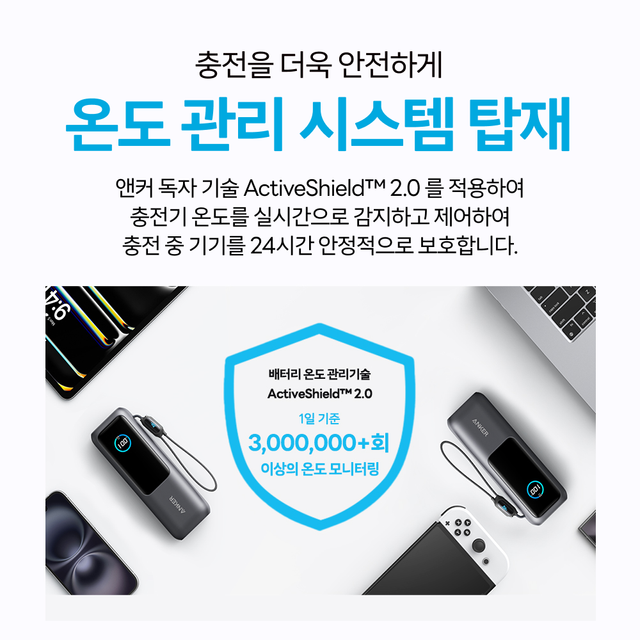 Anker 랩탑 파워뱅크25000mAh 165W 보조배터리 (C타입 케이블 일체형) A1695