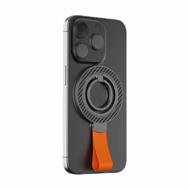 괴물자력 마그네틱 맥세이프 오렌지 스트랩 핑거링 핸드그립 톡홀더 CP006 블랙