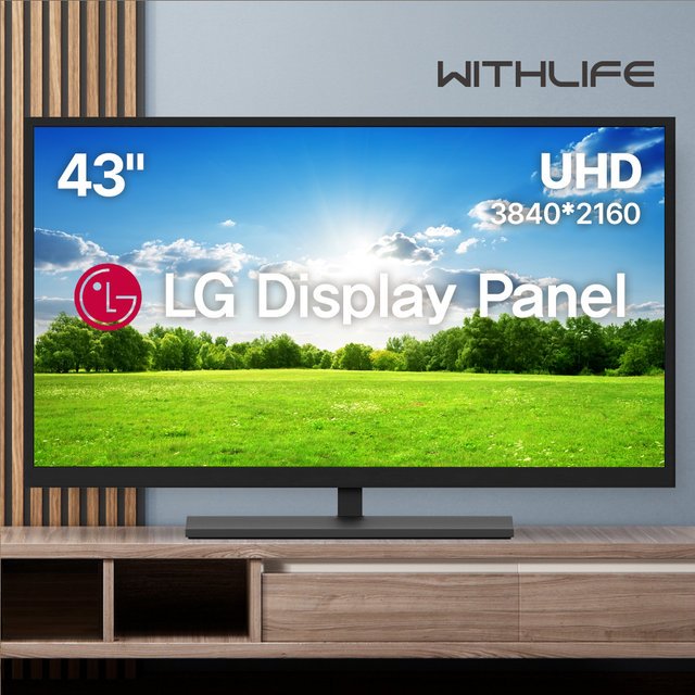 위드라이프 109cm(43인치) TV 4K UHD 대기업정품패널 티비_기사방문 상하좌우 벽걸이설치