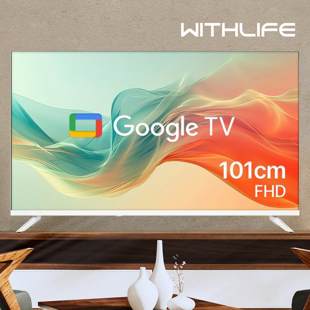 위드라이프 구글 101cm(40인치) FHD 스마트TV 화이트슬림 안드로이드티비_자가설치 택배배송