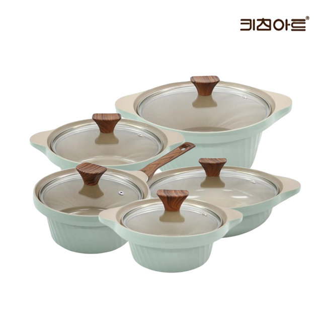 키친아트 와이즈 IH 인덕션용 세라믹코팅 냄비세트 5종(편수18+양수16+20+24+전골24)