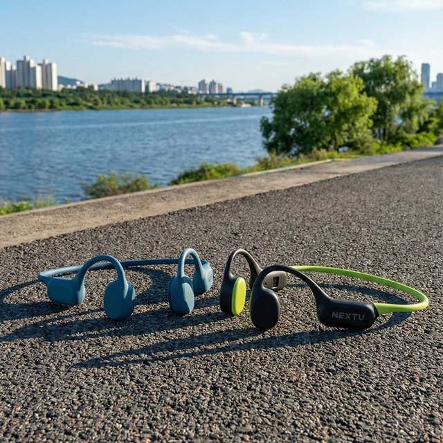넥스트유 이어비트B1 오픈형 골전도 이어폰 IP68 완전 방수 방진 블루투스 이어폰 런닝 수영 자전거