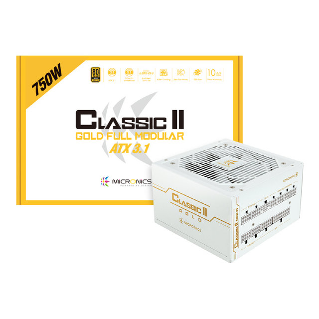 마이크로닉스 Classic II 750W 80PLUS GOLD 풀모듈러 ATX 3.1 (PCIE5.1) 화이트 컴퓨터 PC 파워 서플라이
