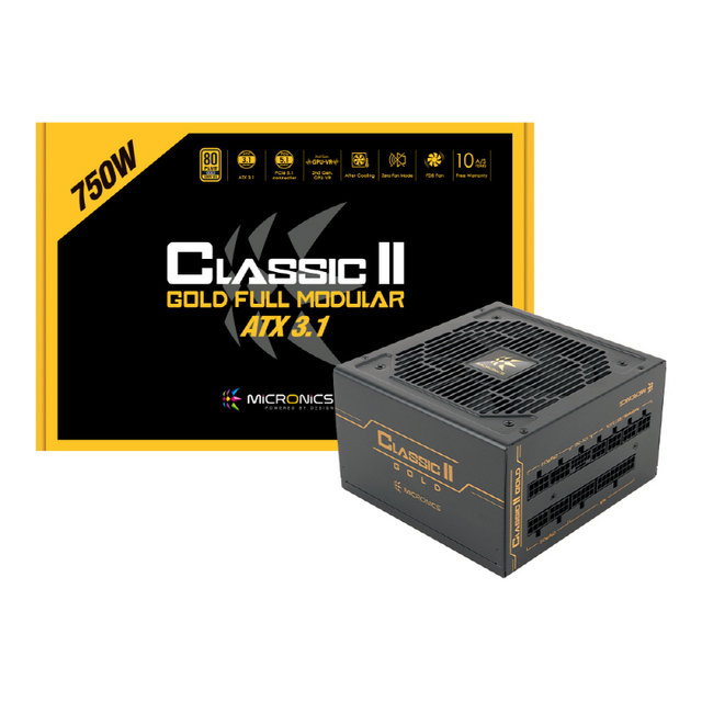 마이크로닉스 Classic II 750W 80PLUS GOLD 풀모듈러 ATX 3.1 (PCIE5.1) 블랙 컴퓨터 PC 파워 서플라이