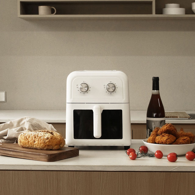 라쿠진 보이는 6L 미니 에어프라이어 유리 소형 올스텐 트레이 에어프라이기