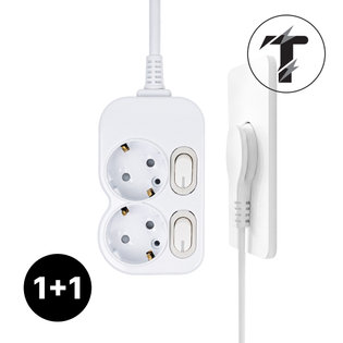 1+1 탭앤탭 국산 개별 스위치 절전 납작플러그 슬림플러그 멀티탭 2구 1.5m 전기세 절약 멀티콘센트