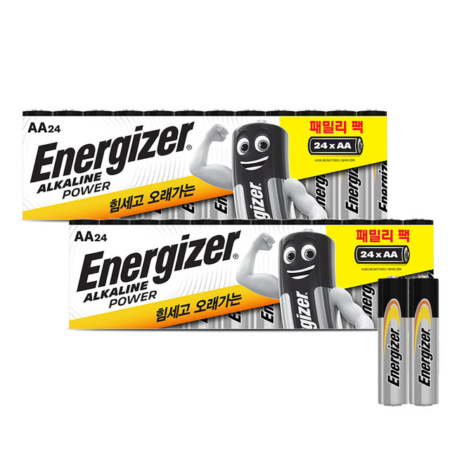 [카드추가5%] 에너자이저 알카라인 패밀리팩 건전지 AA 24입x2개(48입) 