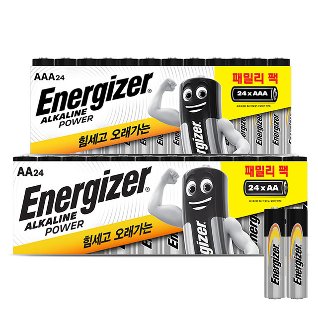 에너자이저 알카라인 패밀리팩 건전지 AA 24입 + AAA 24입