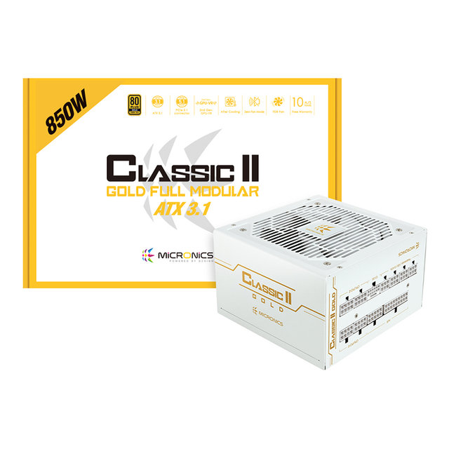 마이크로닉스 Classic II 850W 80PLUS GOLD 풀모듈러 ATX 3.1 (PCIE5.1) 화이트 컴퓨터 파워 서플라이