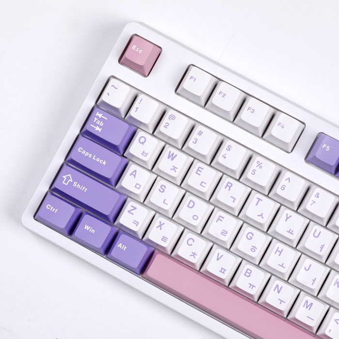 몬스타기어 코튼캔디 132키 체리 인체공학 조약돌 한글 PBT 커스텀 포인트 한영 키캡