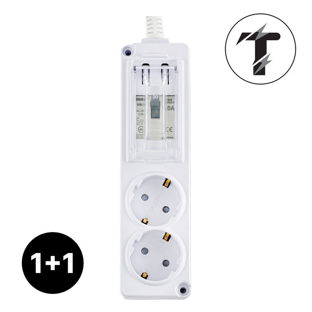 1+1 국산 고용량 멀티탭 배선차단 2구 1.5m 에어컨 건조기 세탁기 대형가전 4000W