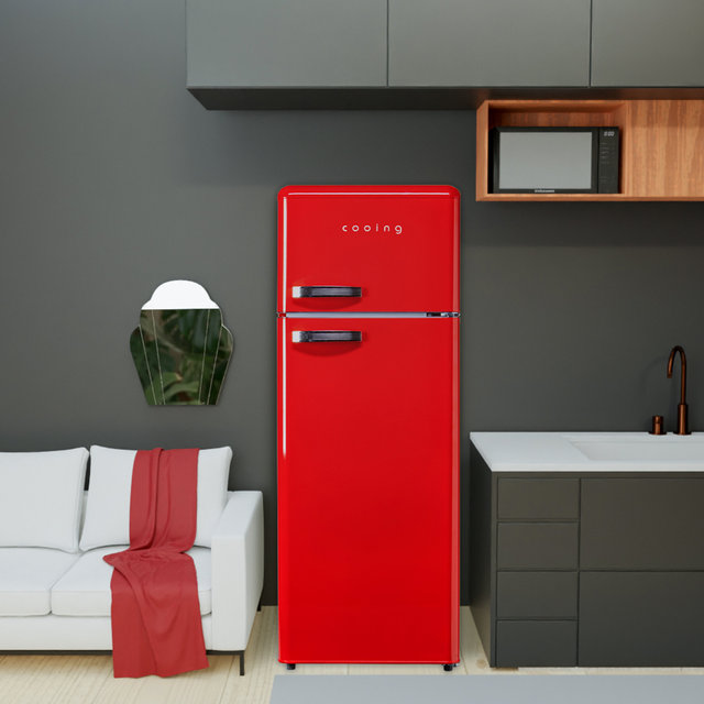 레트로 소형냉장고 REF-D215 레드 미니 원룸 사무실 음료수 신혼 슬림