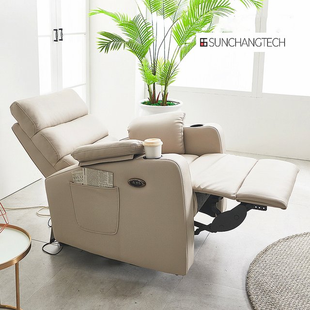 선창테크 9180  전동 에어레더 1인용 리클라이너 소파+허리쿠