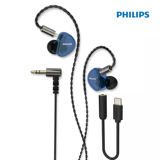 필립스 TAE7009 인이어 3극 L타입 커널형 모니터링 3.5mm 유선이어폰 / C타입 DAC 포함