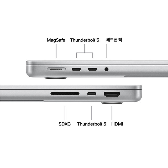 맥북프로 14 M5 Pro, 18코어 CPU, 20코어 GPU, 24GB RAM, 2TB SSD - 실버 [MGDP4KH/A]