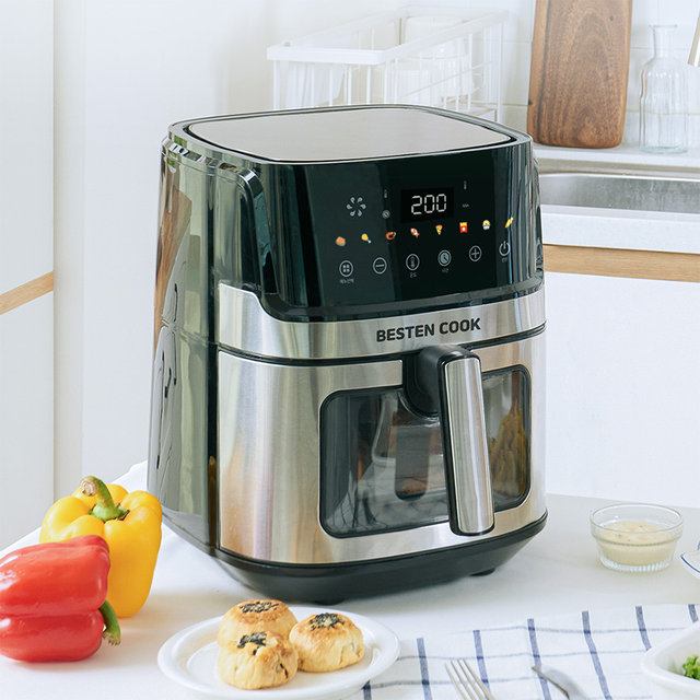 베스텐쿡 대용량 에어프라이어 AIRFRYER-24-01 스테인레스바스켓 투명창 5리터 퀵메뉴