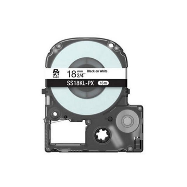 엡손 라벨테이프 SS18KL-PX 흰색배경 검정글씨 폭 18mm 16M