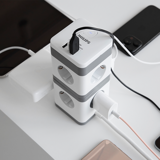 필립스 고용량 파워 타워탭 디자인 멀티탭 8구 USB C타입 A타입 3M 납작 콘센트