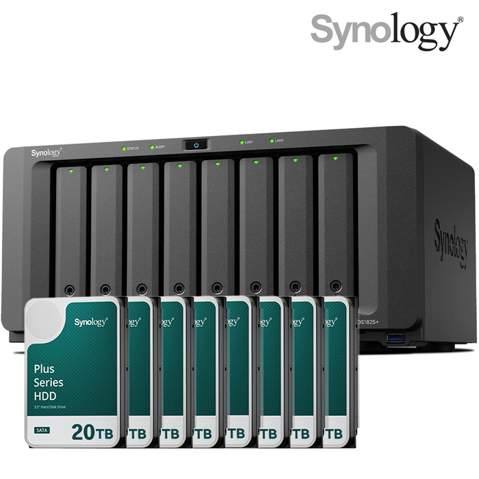 Synology 시놀로지 나스 DS1825+ 8베이 160TB HAT3320-20TBx8 NAS HDD 합본
