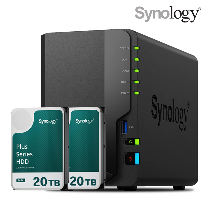 시놀로지 나스 DS225+ 2베이 40TB HAT3320-20TBx2 NAS HDD 합본