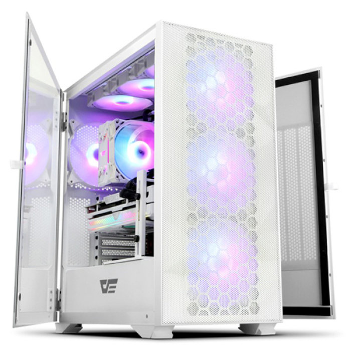 다크플래쉬 DLX21 RGB MESH 강화유리 화이트 미들케이스