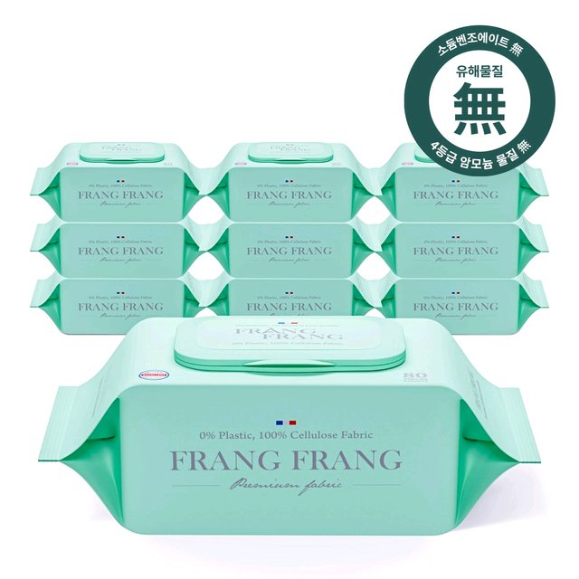 프랑프랑 비데 화장실용 물티슈 (무향) 80매x10팩