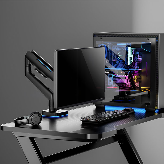 (주)엔산마운트 엔산마운트 NH-15L 고중량 RGB 게이밍암 오디세이G9 싱글 모니터암 모니터거치대 화이트 블랙
