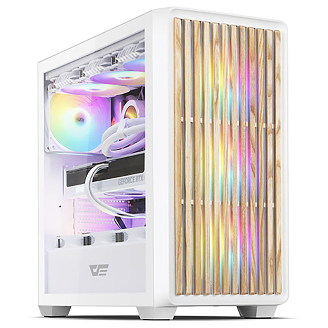 다크플래쉬 DW500 우드 MESH RGB (화이트) 미들타워