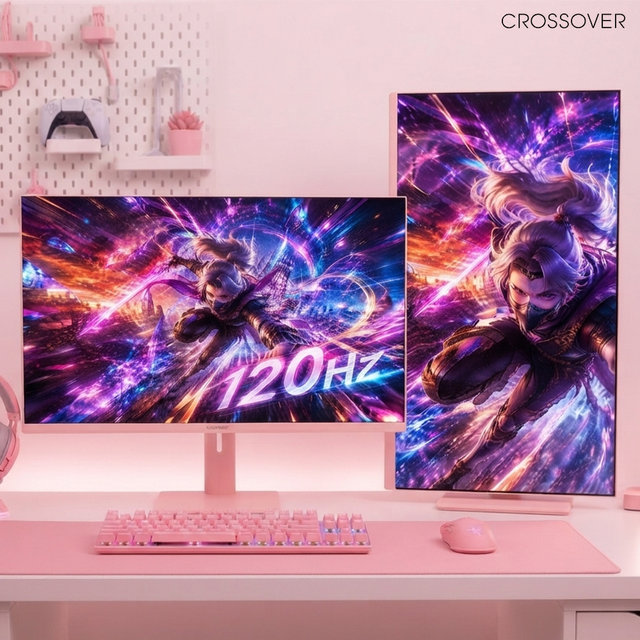 크로스오버 27QP124CM IPS QHD USB-C 핑크에디션 68cm 120Hz 피벗 게이밍 모니터