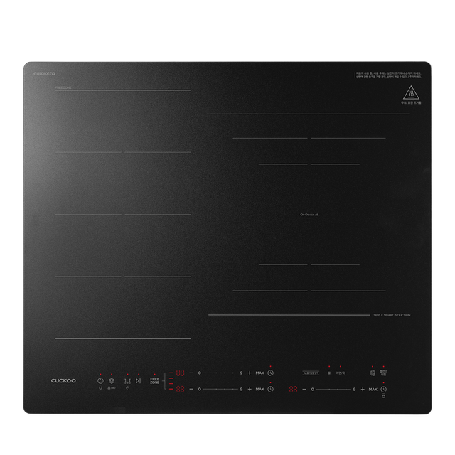 쿠쿠 3구 AI 인덕션 스탠딩 87mm (끓어넘침방지, 오토포커싱, 트리플코일) CIR-KS302FB