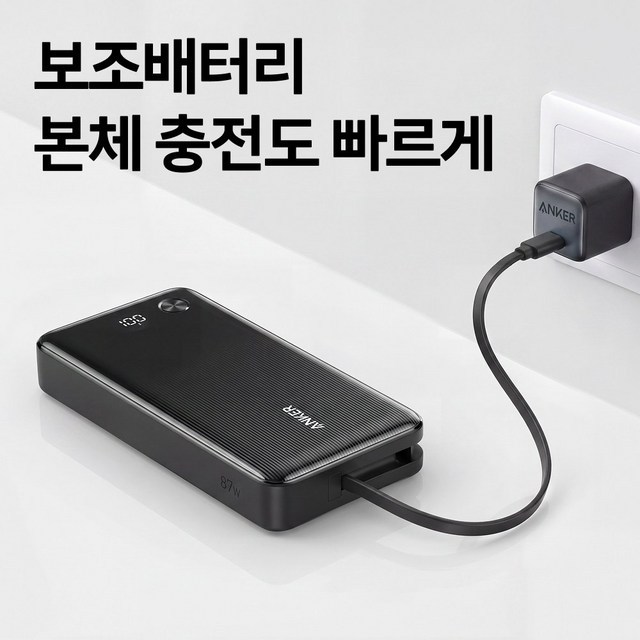 [한정특가] 앤커 파워뱅크 20000mAh 87W C타입 케이블 일체형 A1118