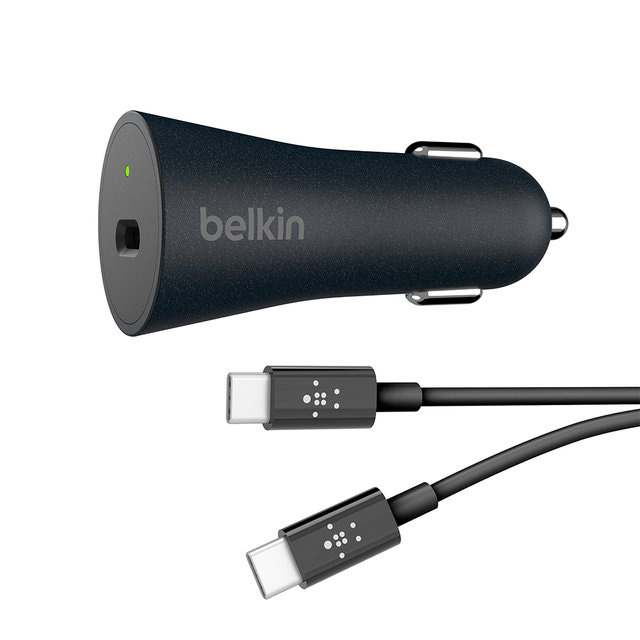 [중고] 벨킨 BELKIN-퀄컴 퀵차지 4.0+ 27W 차량용 고속 충전기 + C타입 케이블 BELKIN-F7U076BT04-BLK