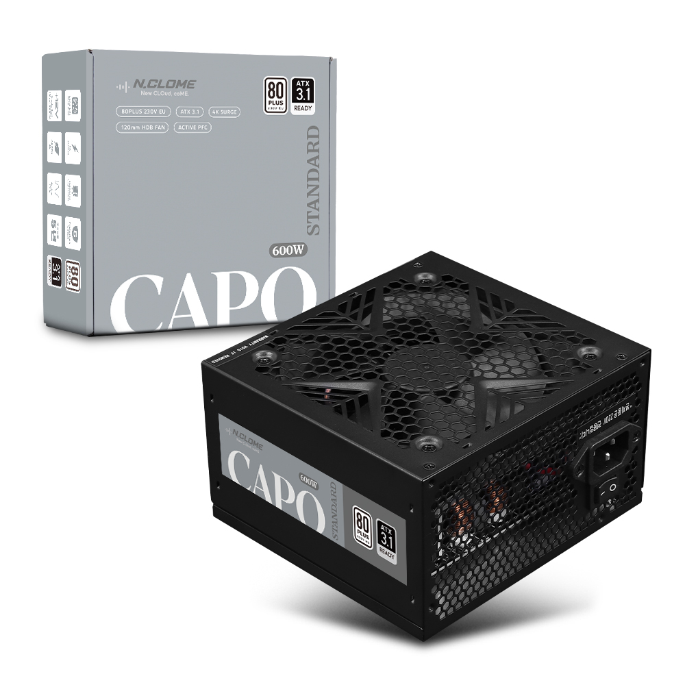 Dongguan Qingxi Entis Electronics Factory 엔클롬 CAPO 600W ATX3.1 80PLUS 스탠다드 정격 파워서플라이 컴퓨터파워