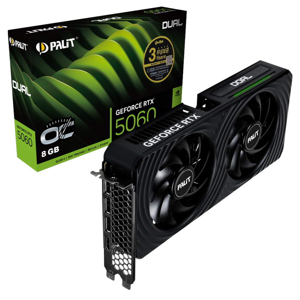 (주)이엠텍아이엔씨 이엠텍 온라인 PALIT 지포스 RTX 5060 DUAL OC D7 8GB 이엠텍