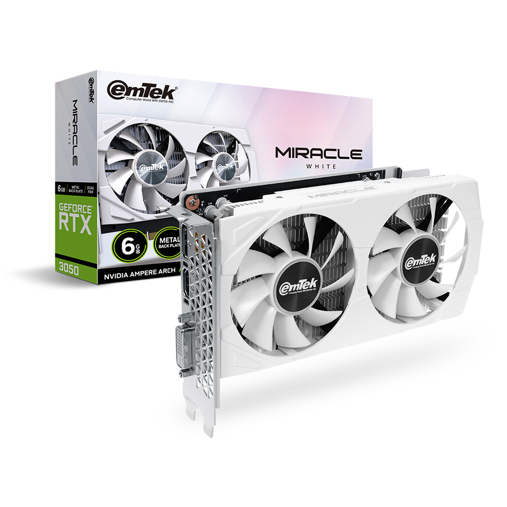 이엠텍 (주)이엠텍아이엔씨 이엠텍 지포스 RTX 3050 MIRACLE WHITE D6 6GB